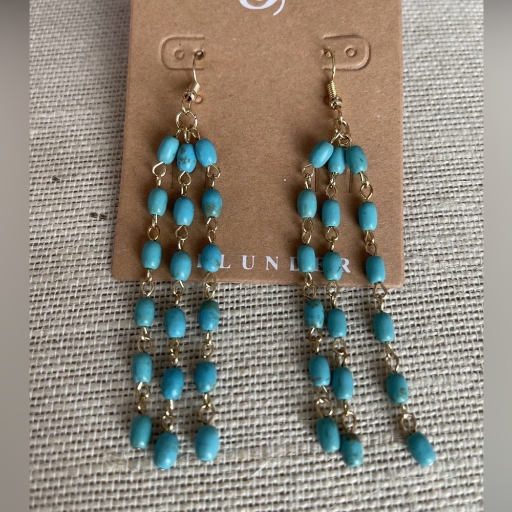 Plunder Design Fashion Jewelry Weslynn Turquoise Tassel Bead Drop Dangle Earring - Picture 2 of 6